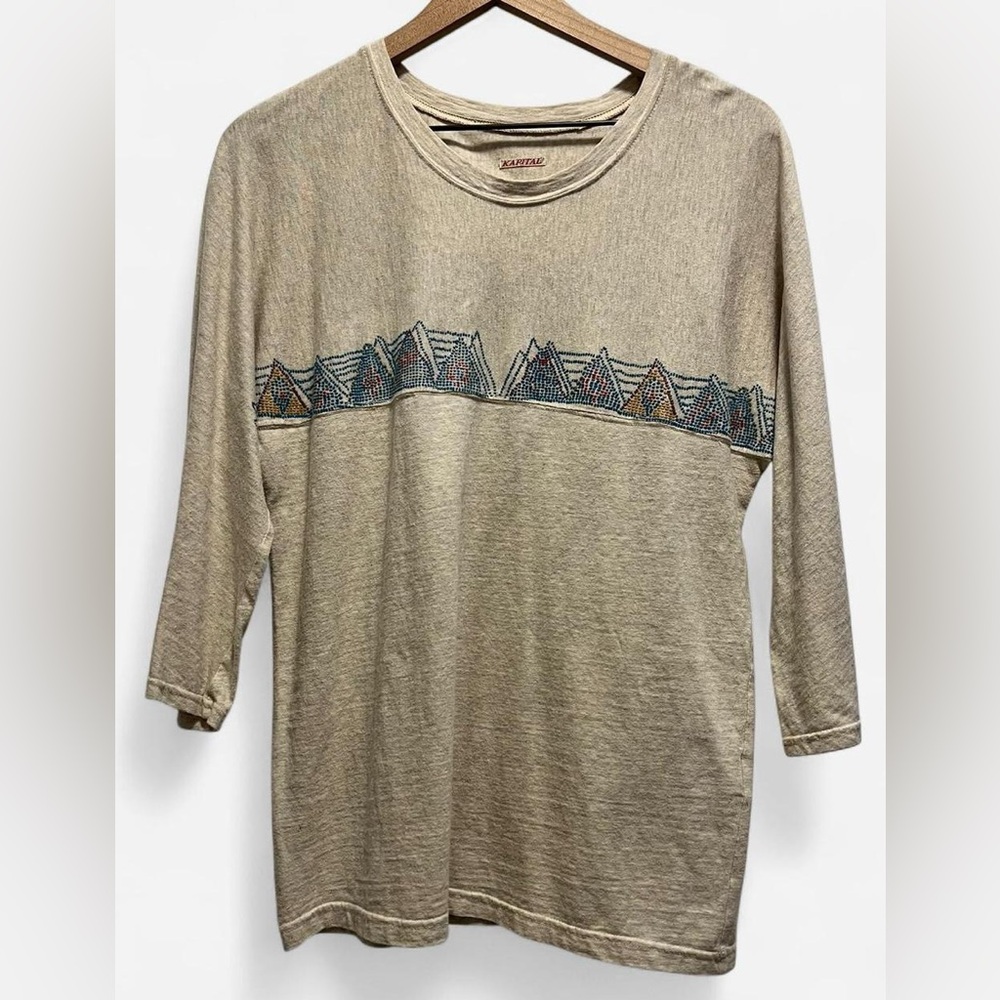 Kapital 3/4 Sleeve Melange Tee Rubber Pattern Print